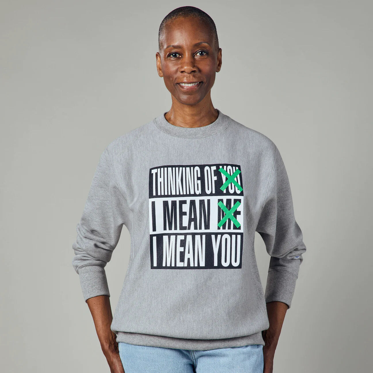 Barbara Kruger Champion Sweatshirt - Gray