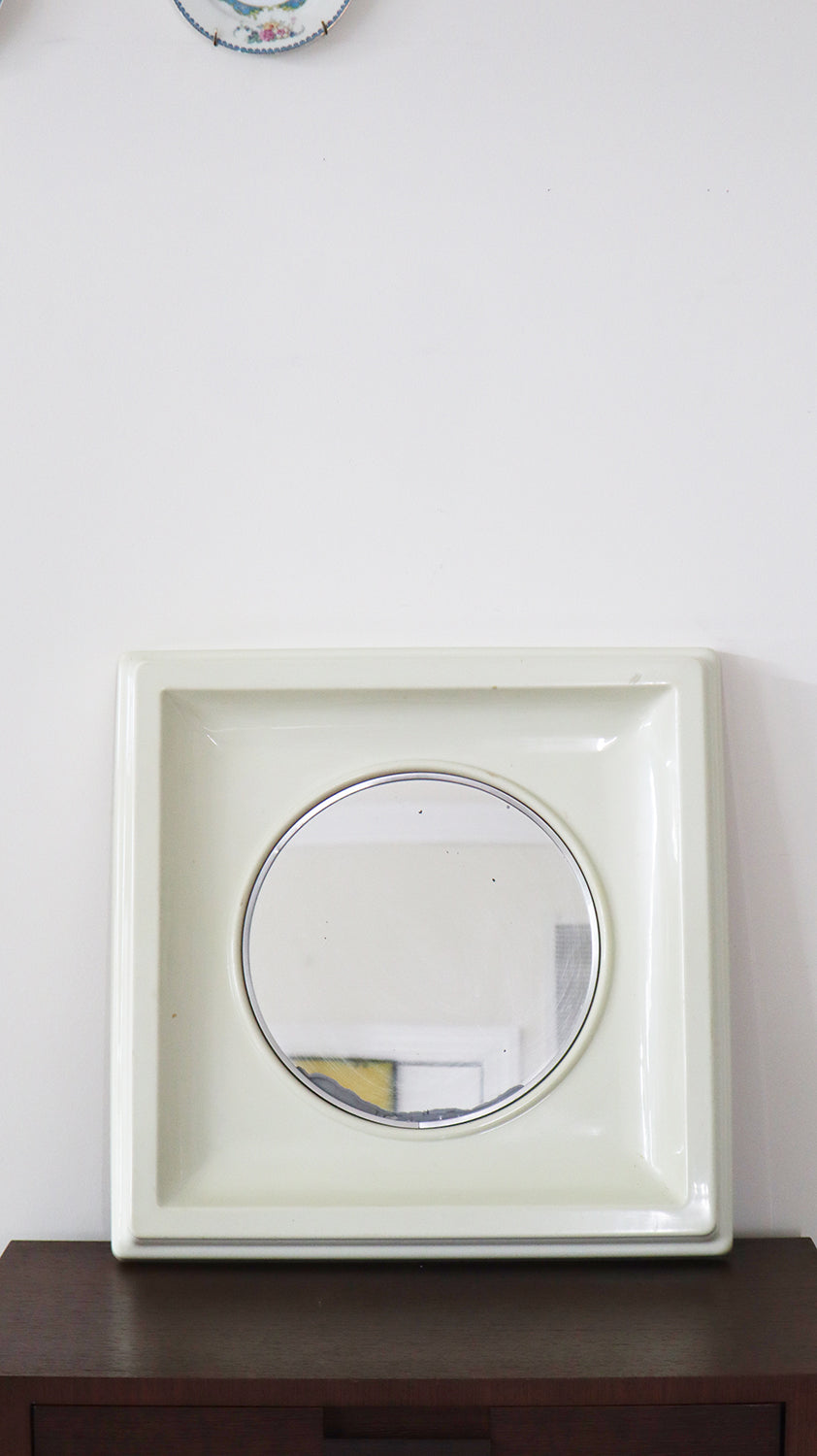 Space Age Plastic Wall Mirror in Beige by SALC Cantu, 1970s