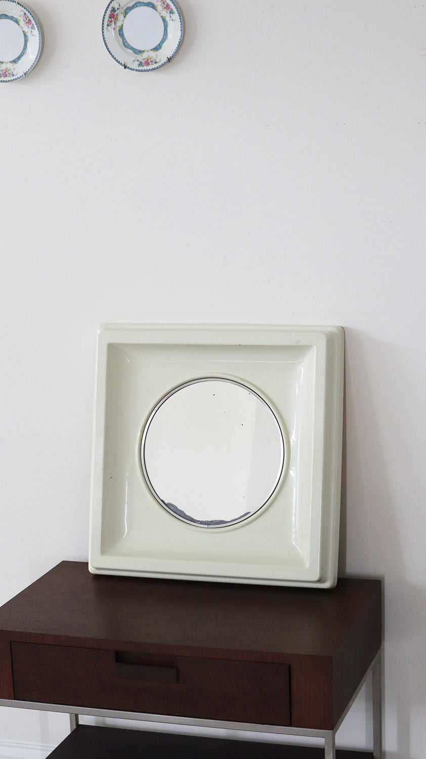 Space Age Plastic Wall Mirror in Beige by SALC Cantu, 1970s