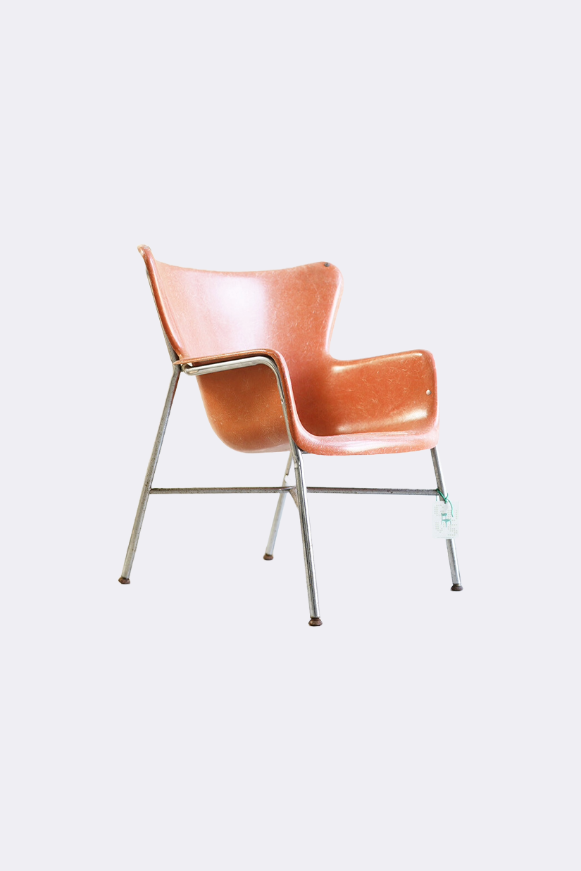 Orange Wing Back Fiber Glass Armchair