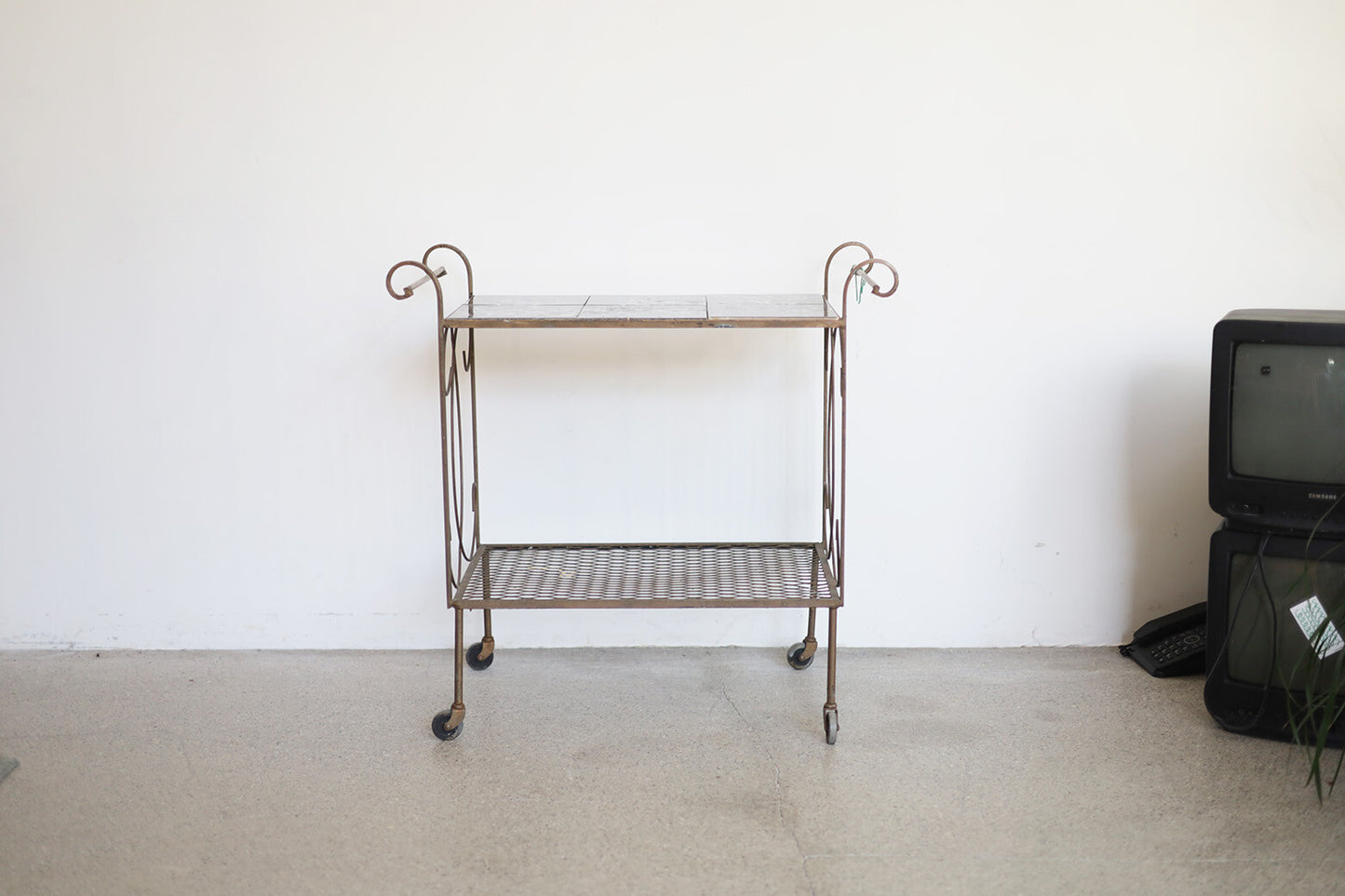 Ceramic Tile Iron Tea Cart