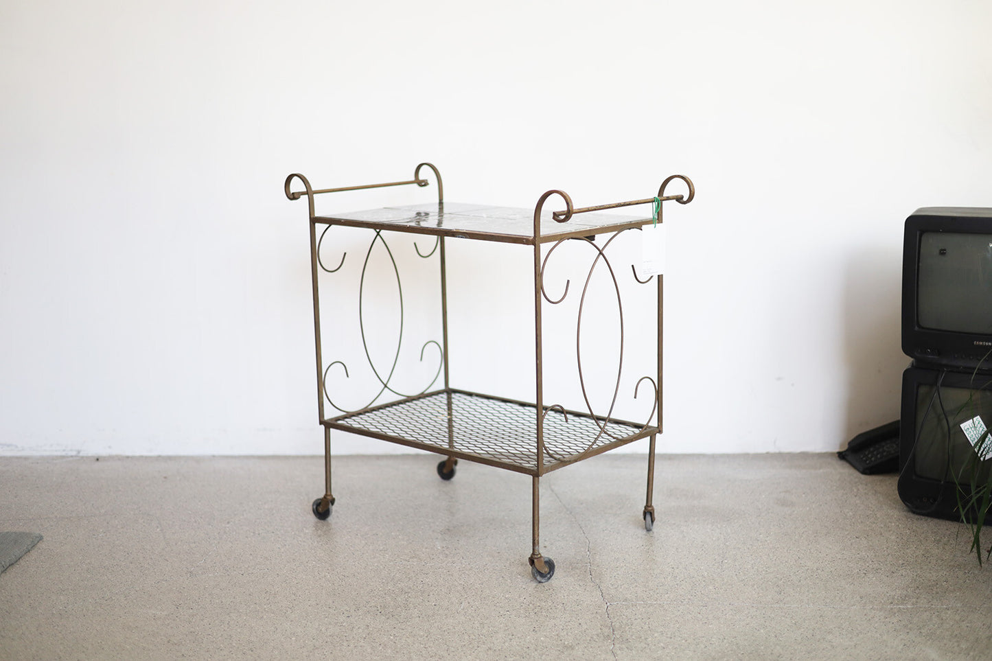 Ceramic Tile Iron Tea Cart