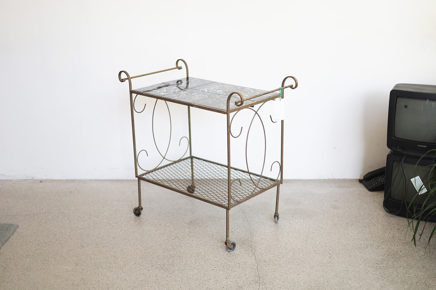 Ceramic Tile Iron Tea Cart