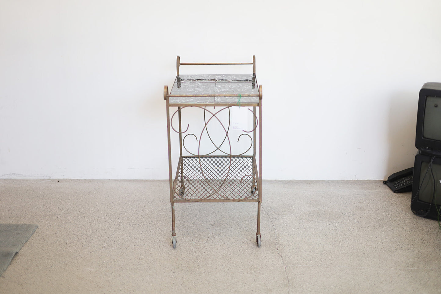 Ceramic Tile Iron Tea Cart