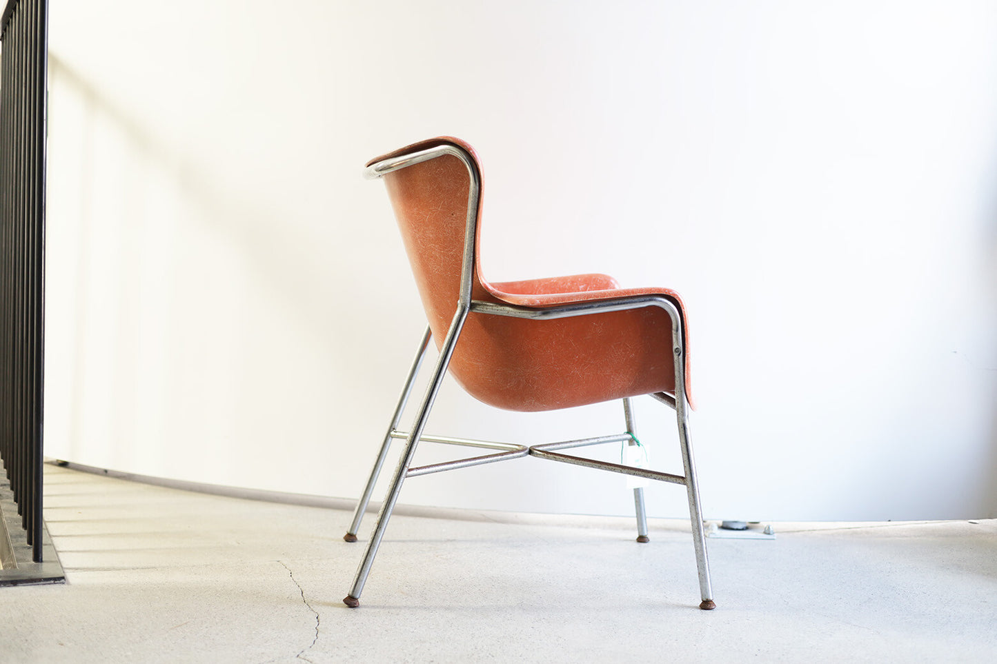 Orange Wing Back Fiber Glass Armchair