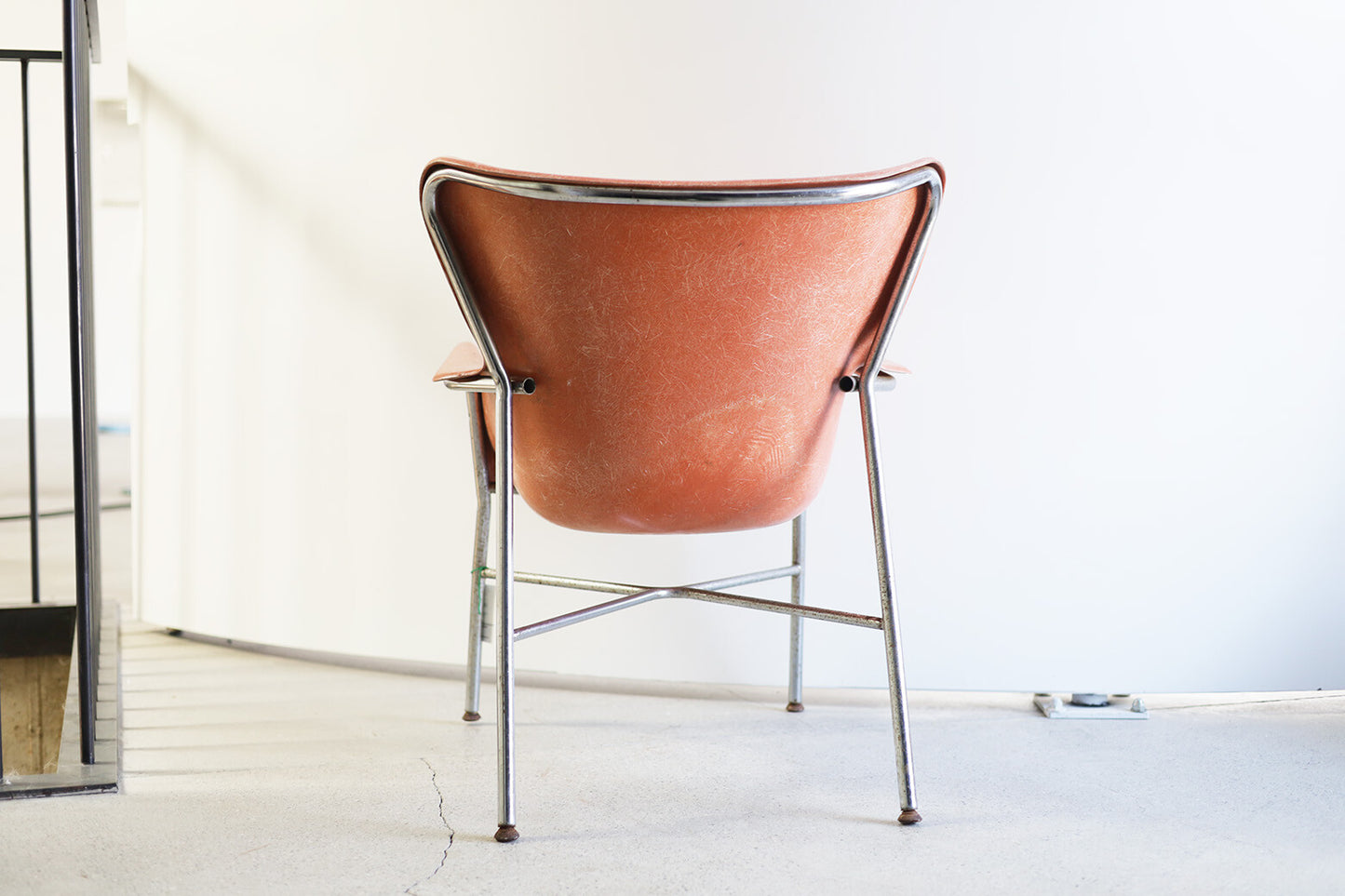 Orange Wing Back Fiber Glass Armchair